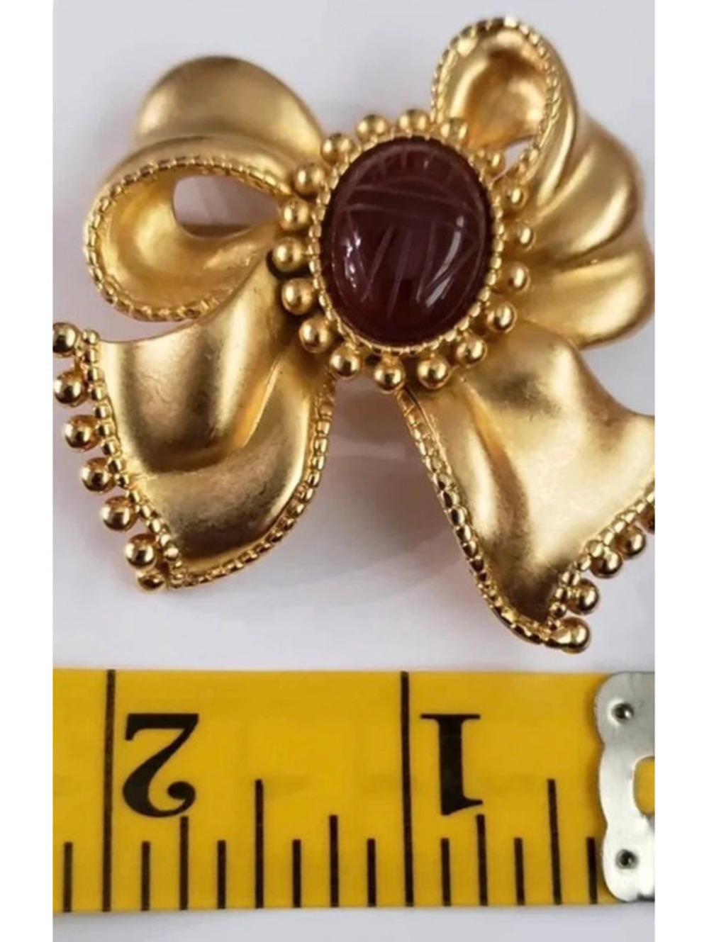 Vintage Erwin Pearl P.E.P. Gold Tone Scarab Bow Brooch